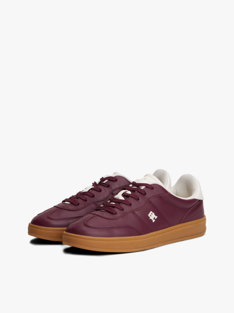 Brown Heritage Shiny Leather Trainers  Women