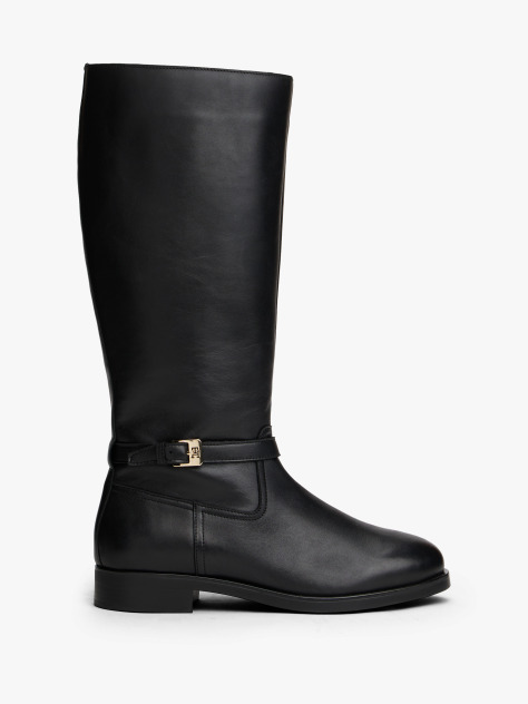 Μαύρο Δερμάτινα TH Monogram Riding Μπότες  Γυναίκες
