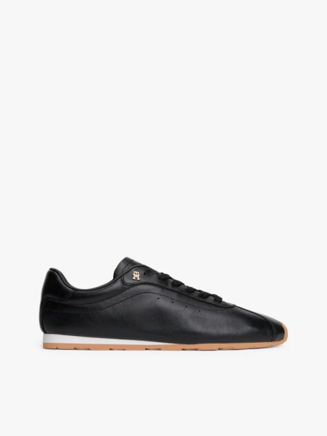 Black TH Monogram Low Profile Leather Trainers  Women