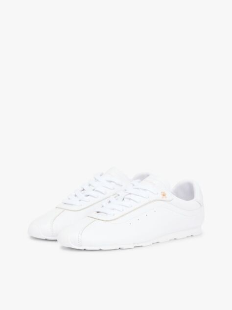 White TH Monogram Low Profile Leather Trainers  Women