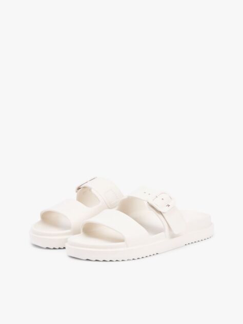 Beige Double Strap Enamel Flag Lightweight Sandals  Women