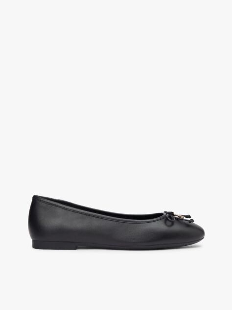 Black TH Monogram Charm Leather Ballerinas  Women