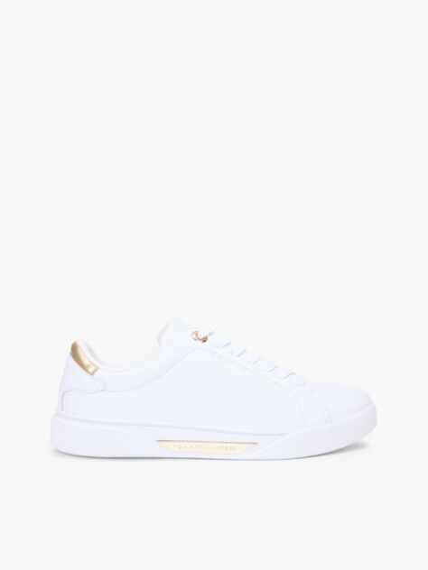 White Leather Court Sneakers  Women