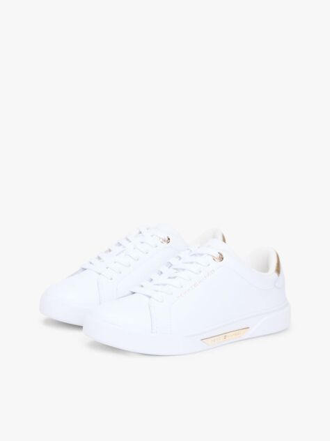 White Leather Court Sneakers  Women
