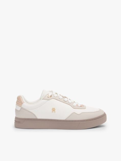 Multi Leather Mixed Texture Cupsole Trainers  Women