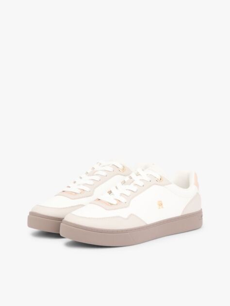 Multi Leather Mixed Texture Cupsole Trainers  Women