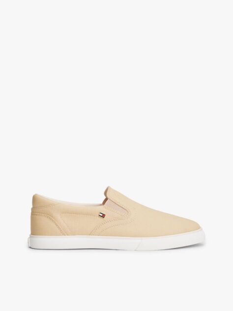 Μπεζ Slip-On Sneakers Από Καμβά  Γυναίκες