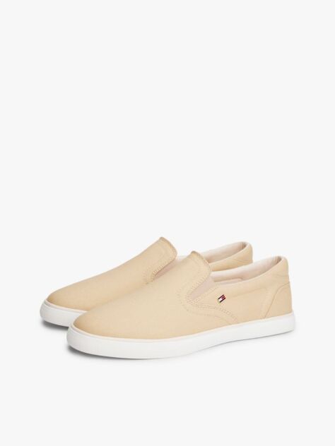 Μπεζ Slip-On Sneakers Από Καμβά  Γυναίκες
