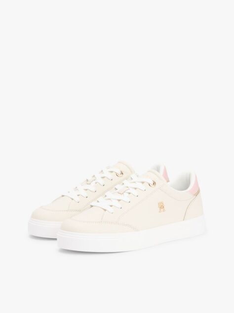 Beige Leather TH Monogram Cupsole Trainers  Women