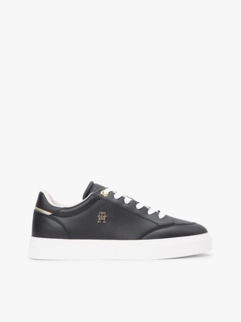 Black Leather TH Monogram Cupsole Trainers  Women