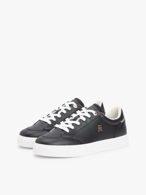 Black Leather TH Monogram Cupsole Trainers  Women