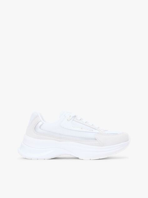 Άσπρο Σουέτ Chunky Δετά Sneakers  Γυναίκες