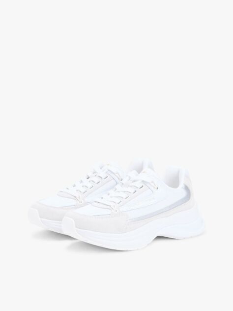 Άσπρο Σουέτ Chunky Δετά Sneakers  Γυναίκες