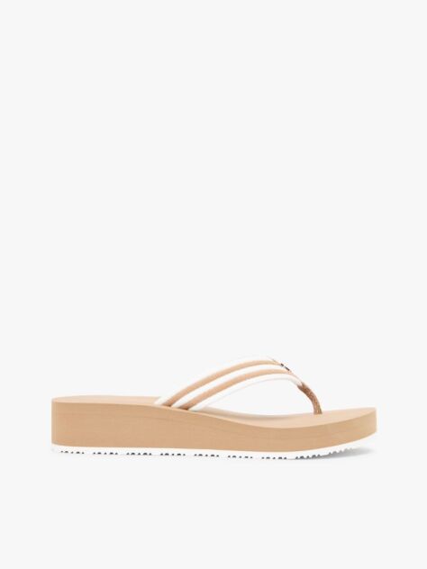 Multi Stripe Webbing Strap Wedge Flip-Flops  Women