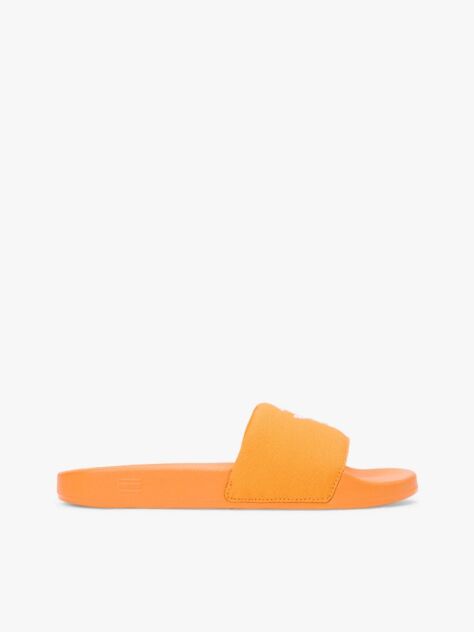 Orange Logo Embroidery Canvas Pool Slides  Women