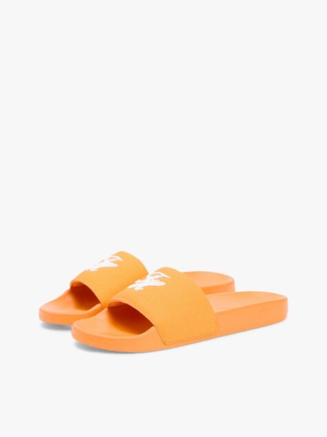 Orange Logo Embroidery Canvas Pool Slides  Women