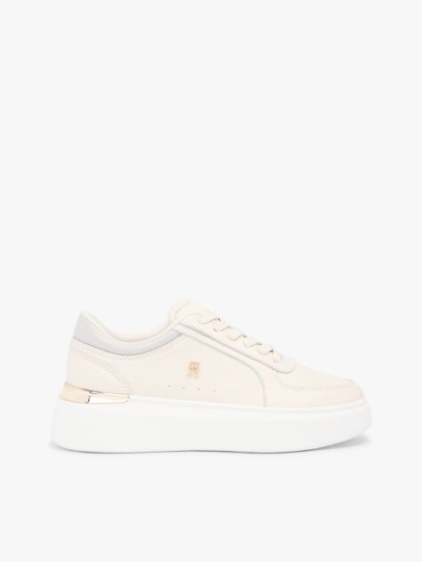 Multi Metallic Heel Leather Platform Trainers  Women