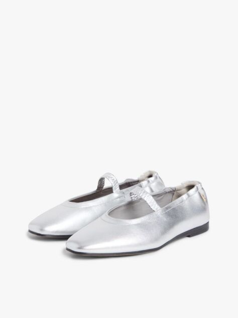 Silver Metallic Leather Ballerinas  Women