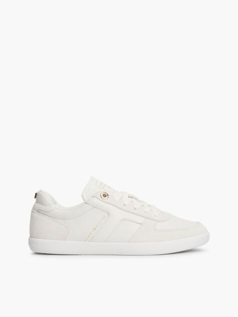 Μπεζ Δερμάτινα Sneakers Με Μίξη Υφών  Γυναίκες