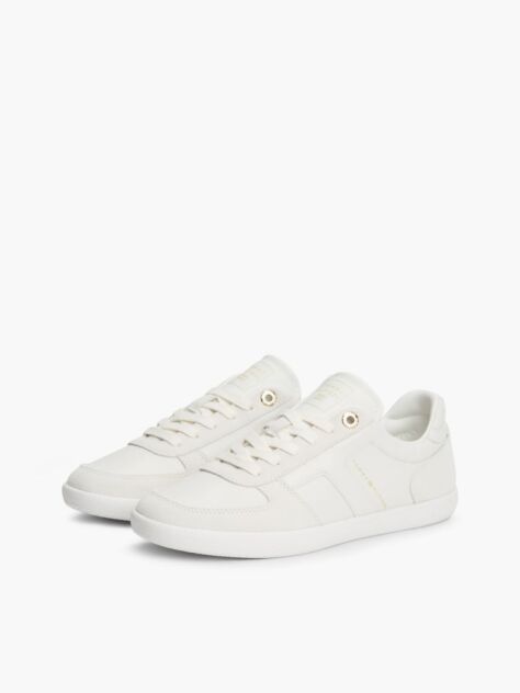 Μπεζ Δερμάτινα Sneakers Με Μίξη Υφών  Γυναίκες