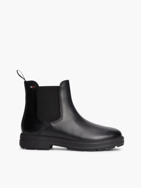 Black Outdoor Leather Chelsea Boots  Women