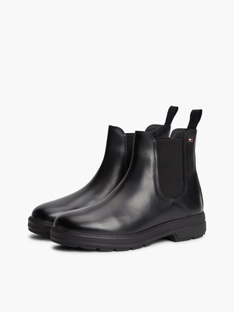 Black Outdoor Leather Chelsea Boots  Women