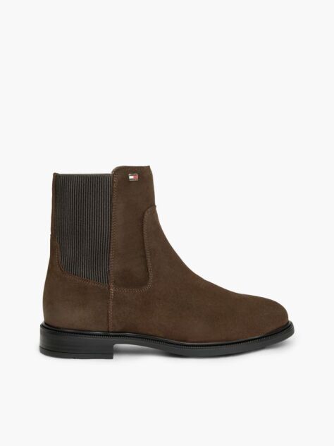 Brown Suede Enamel Flag Chelsea Boots  Women