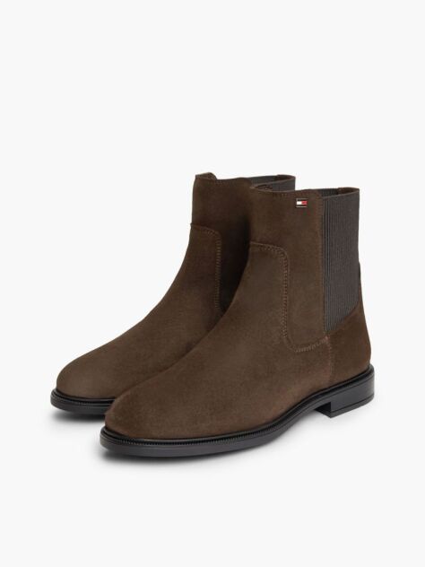 Brown Suede Enamel Flag Chelsea Boots  Women
