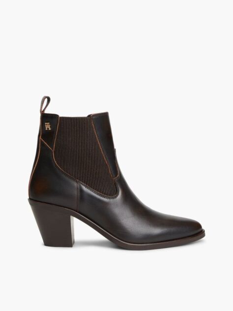 Brown Leather Western Chelsea Boots  Women