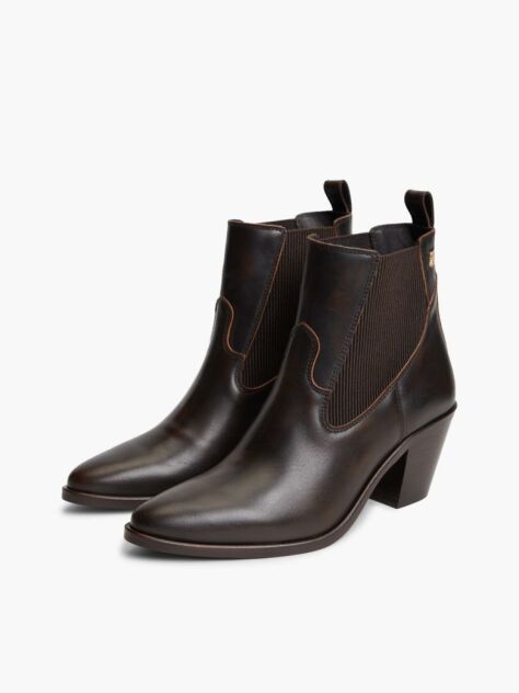 Brown Leather Western Chelsea Boots  Women
