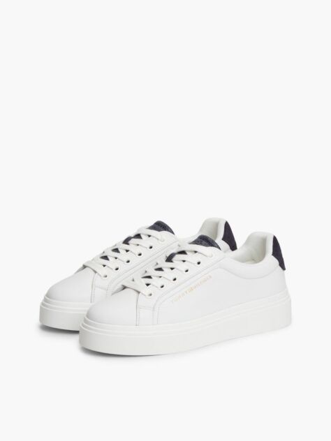 Μπεζ TH Monogram Δερμάτινα Sneakers Σε Στιλ Πλατφόρμας  Γυναίκες