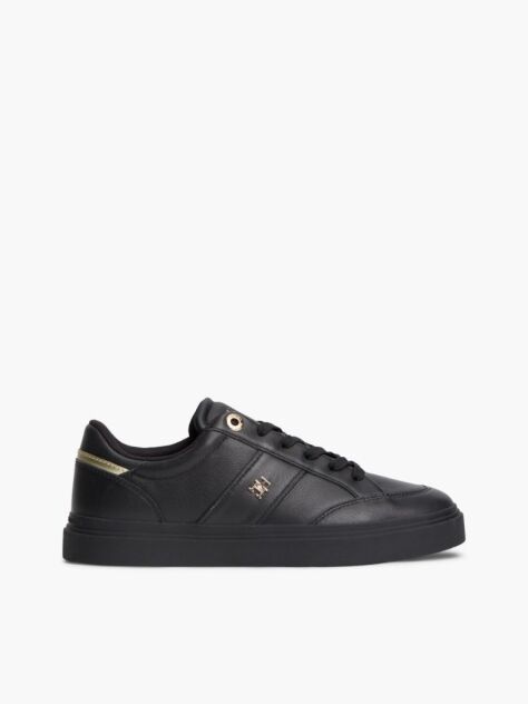 Μαύρο Δερμάτινα Sneakers Με Ανάγλυφο Φινίρισμα  Γυναίκες