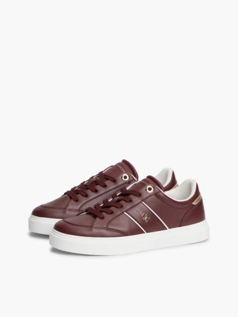 Κόκκινο Δερμάτινα Sneakers Με Ανάγλυφο Φινίρισμα  Γυναίκες