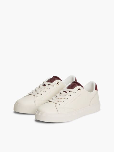 Beige TH Monogram Leather Cupsole Sneakers  Women