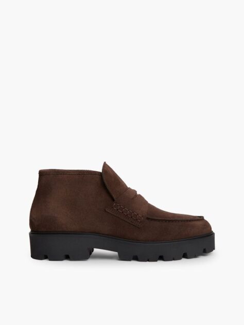 Καφέ TH Monogram Σουέτ Μποτάκια Σε Στιλ Loafer   Γυναίκες
