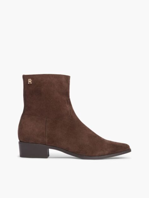 Brown Suede Zip-Up Ankle Boots  Women