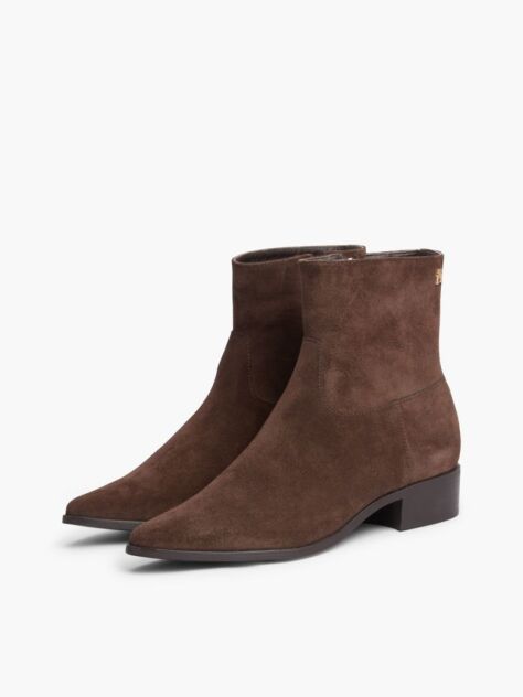 Brown Suede Zip-Up Ankle Boots  Women