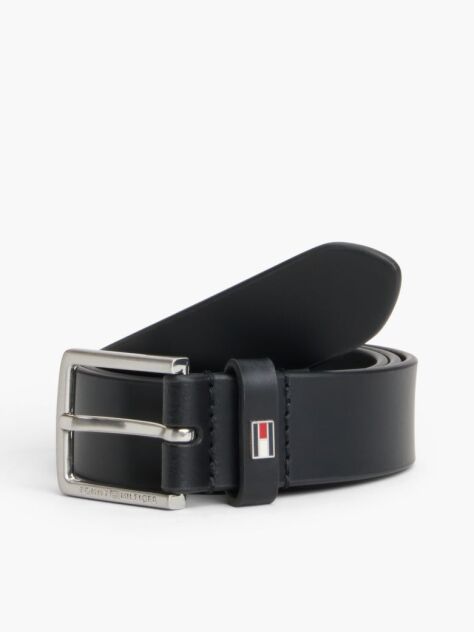 Black Kids' Square Buckle Leather Belt  Kids Unisex