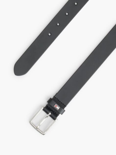 Black Kids' Square Buckle Leather Belt  Kids Unisex
