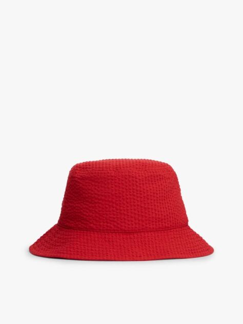 Red Kids' Wavy Flag Seersucker Bucket Hat  Kids Unisex