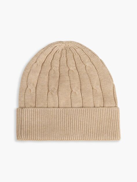 Beige Kids' Flag Embroidery Cable Knit Beanie  Kids Unisex