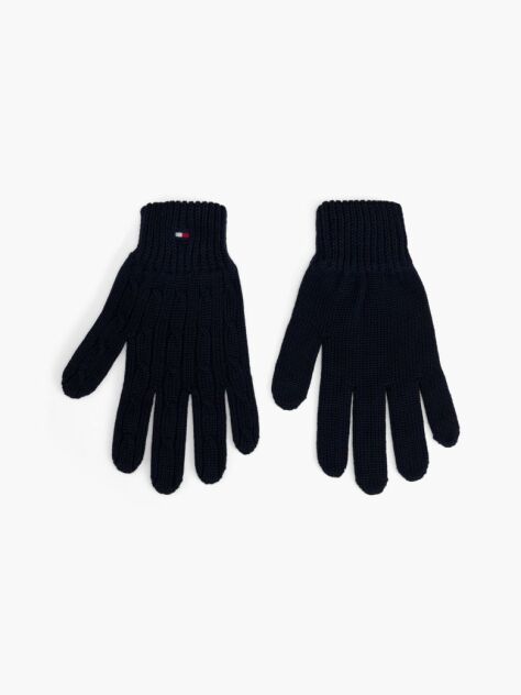 Blue Kids' Flag Embroidery Cable Knit Gloves  Kids Unisex