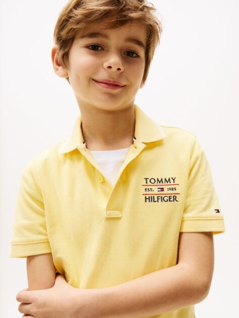 Yellow Logo Embroidery Polo Shirt  Boys