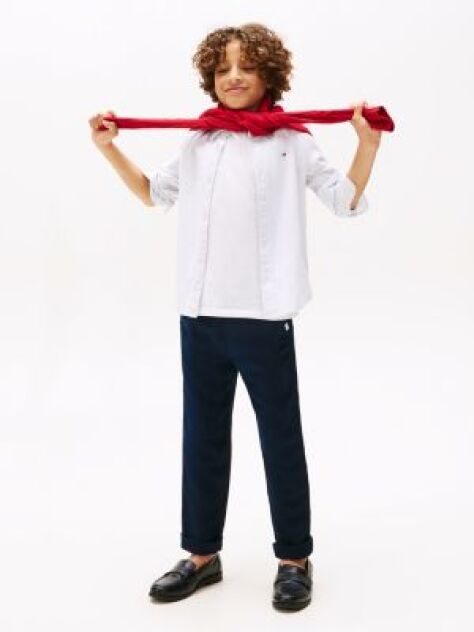 Blue Linen Blend Drawstring Trousers  Boys
