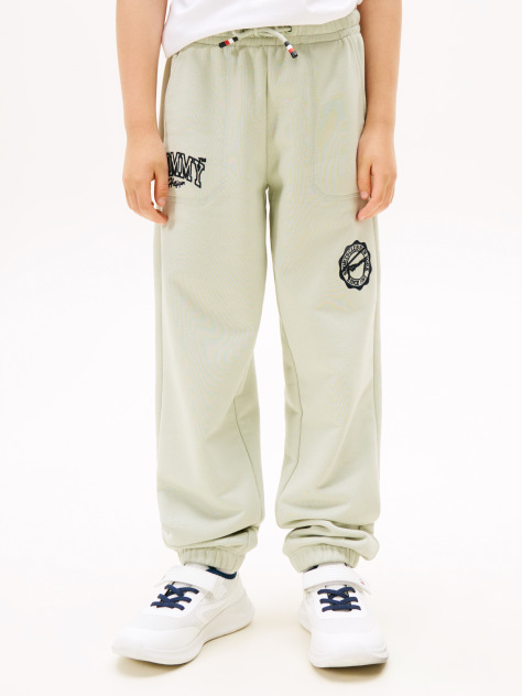 Green Varsity Embroidery Regular Joggers  Boys