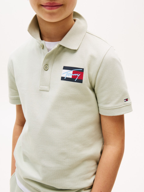 Green Signature Logo Regular Fit Polo Shirt  Boys