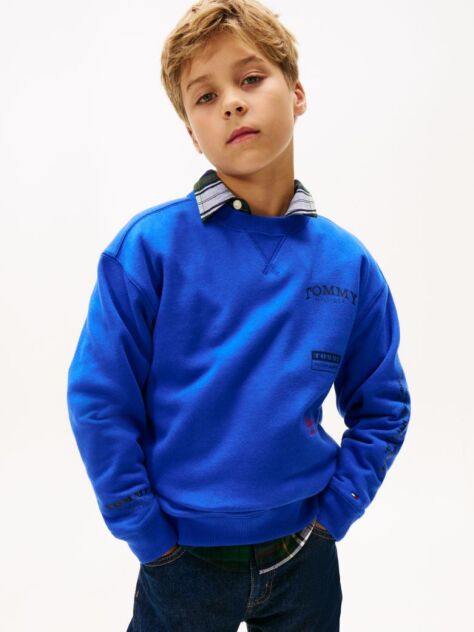 Blue Varsity Mixed Graphic Crew Neck Sweatshirt  Boys