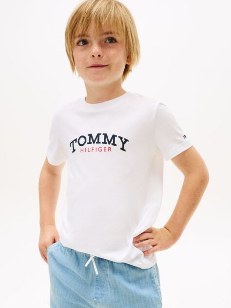 White Logo Crew Neck Jersey T-Shirt  Boys