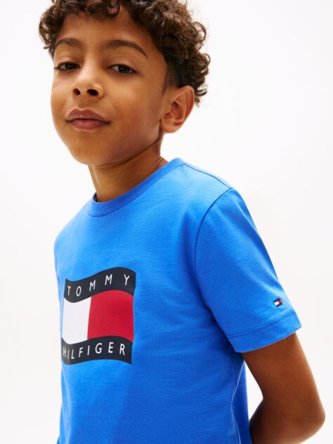 Blue Wavy Flag Jersey Crew Neck T-Shirt  Boys