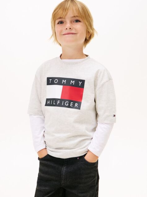 Grey Heritage Flag Print Jersey T-Shirt  Boys